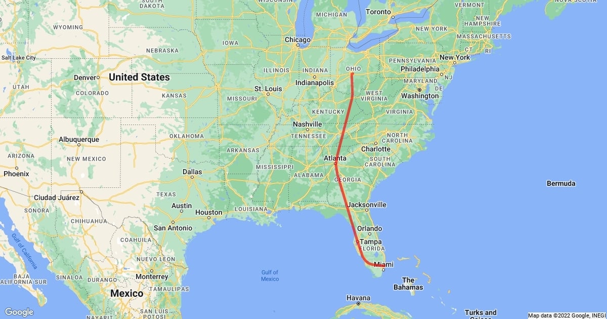 florida to ohio