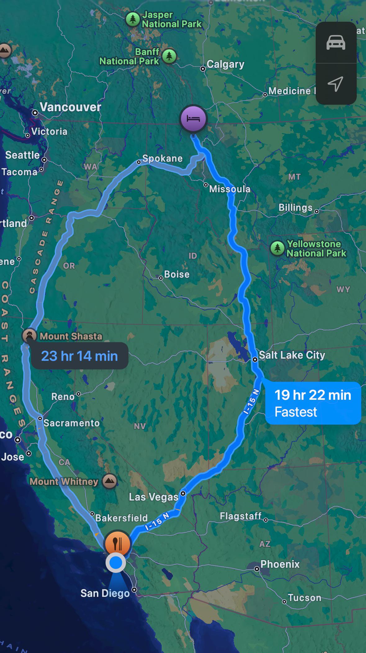 montana to california