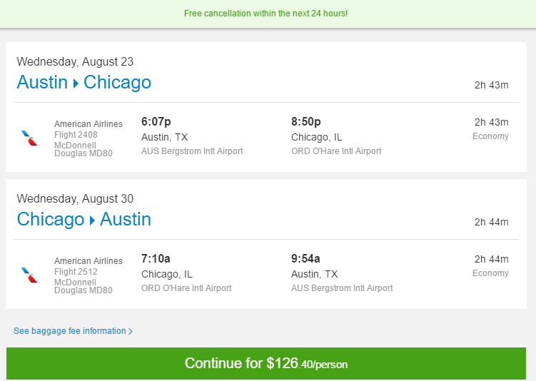 plane tickets austin to chicago