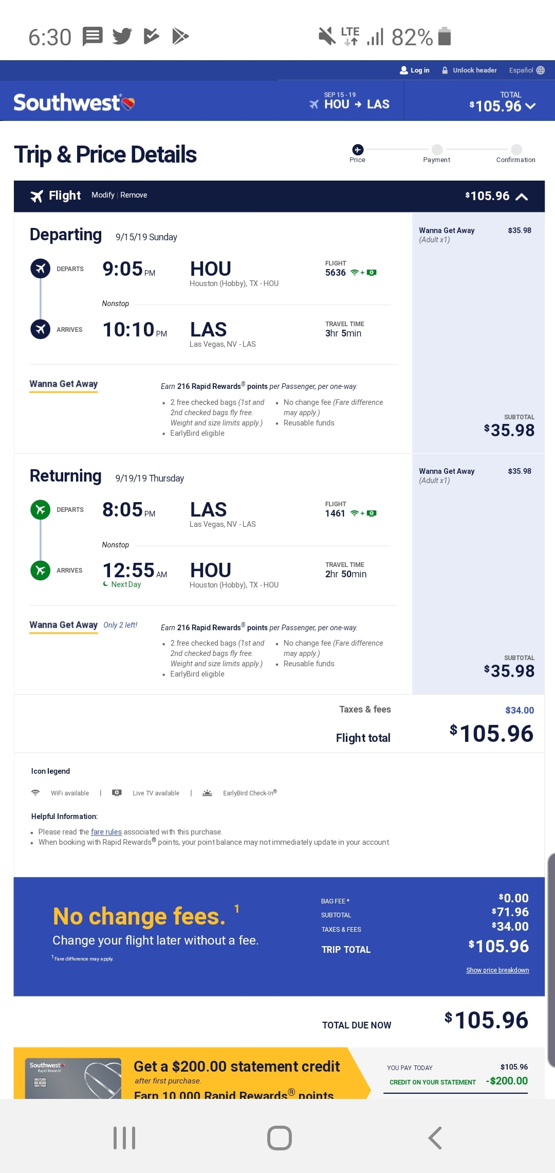 airfare from las vegas to houston