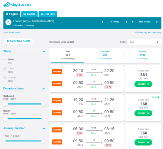 airline comparison websites