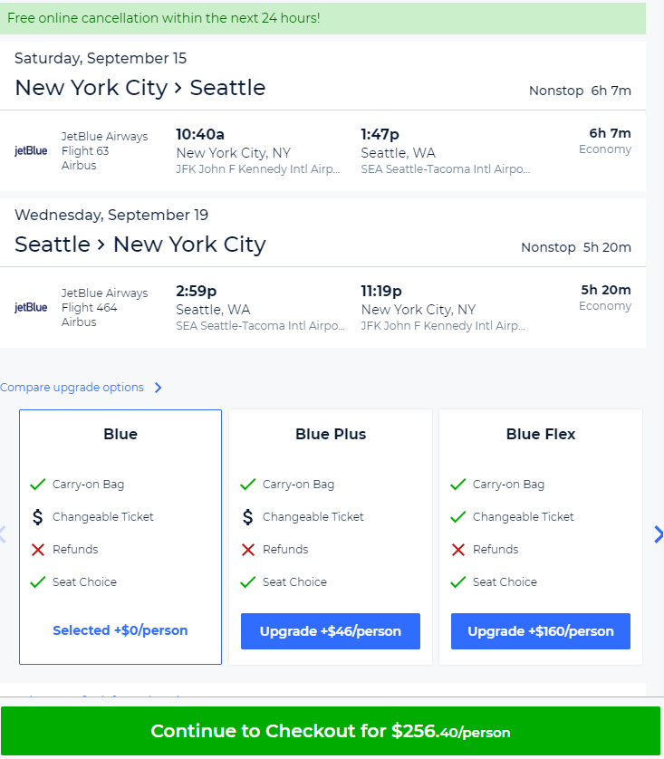 airline tickets seattle to new york