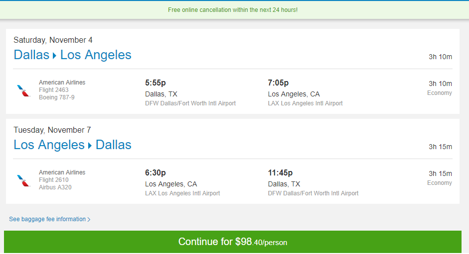 airfare from los angeles to dallas