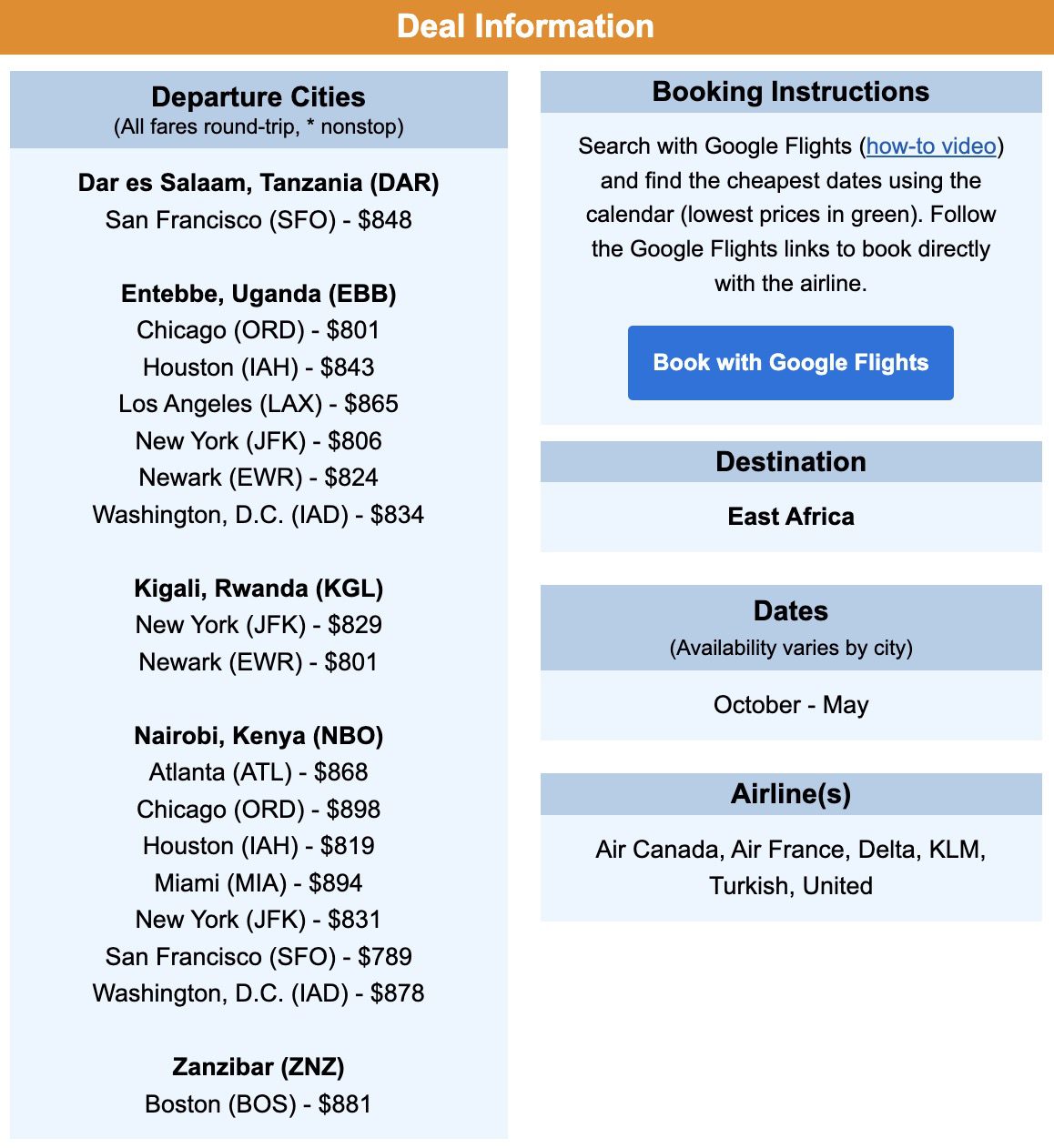 cheap airfare to africa