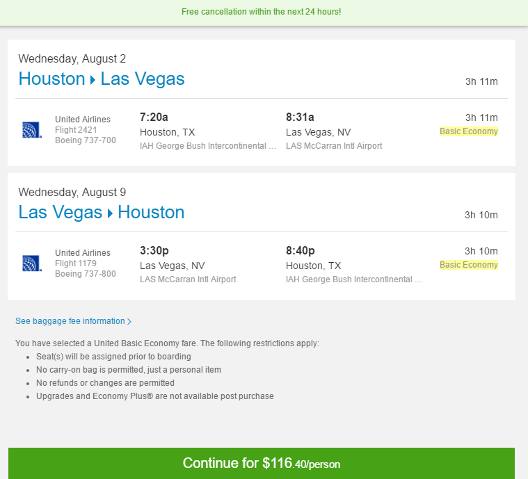 airfare from las vegas to houston