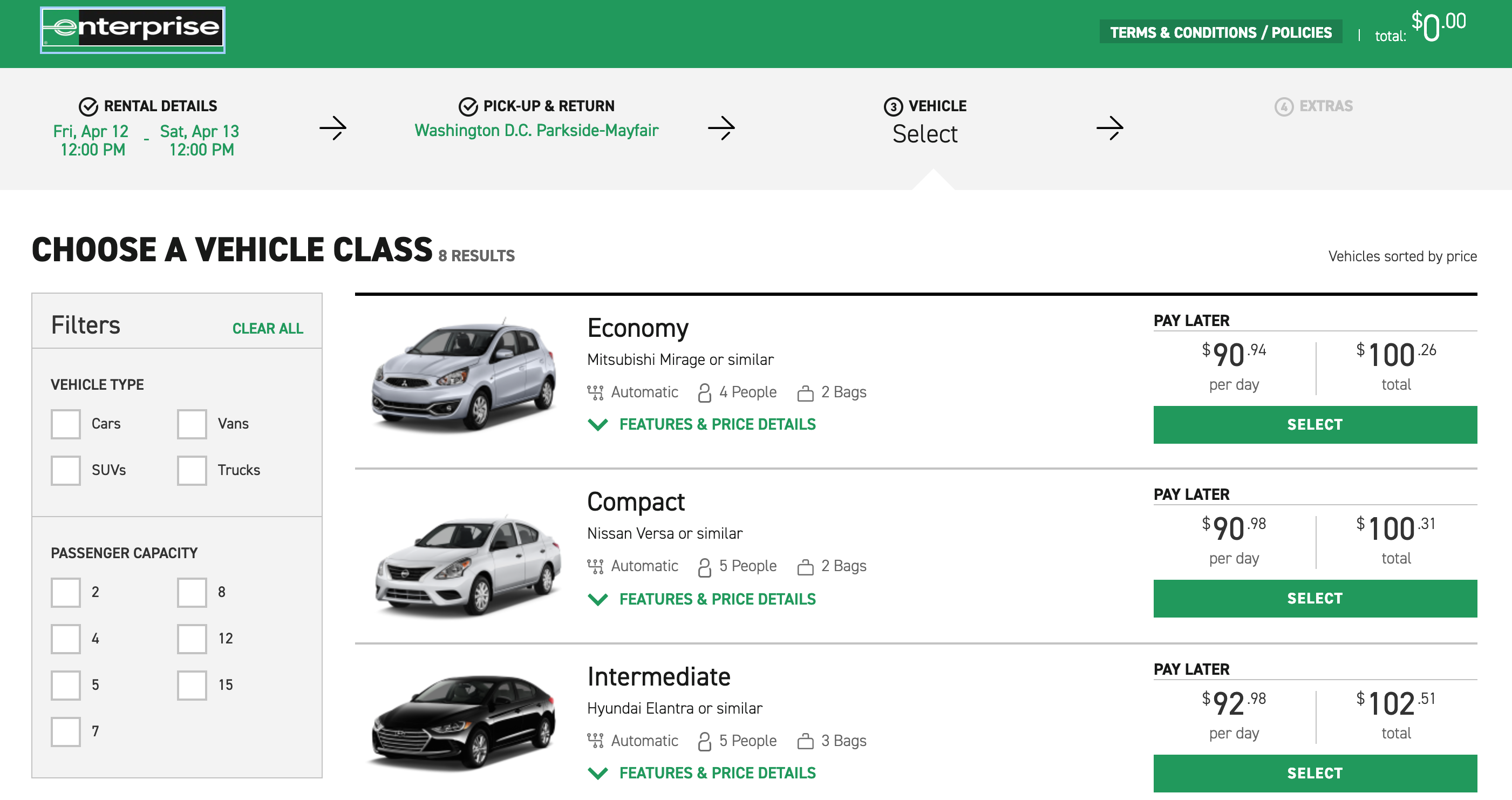 enterprise rental rates per day