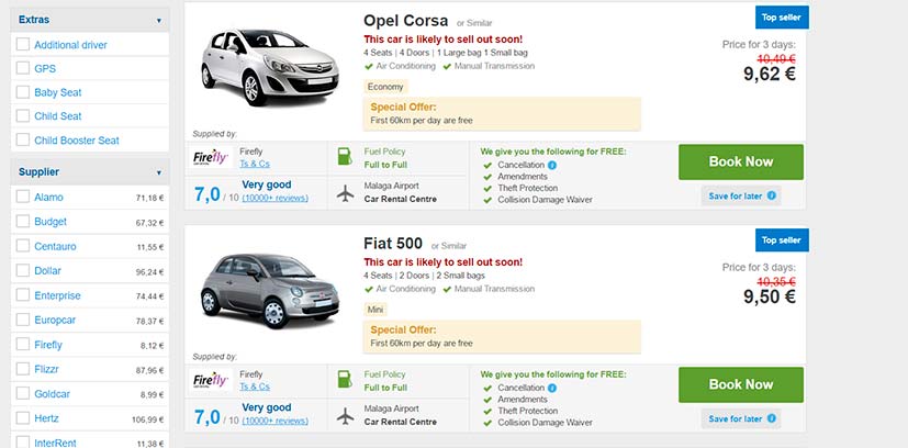car hire from spain