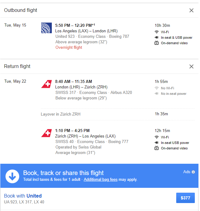 airline tickets from lax to london