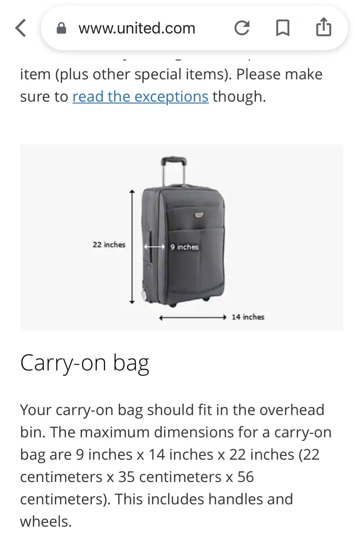 united carry on bag size