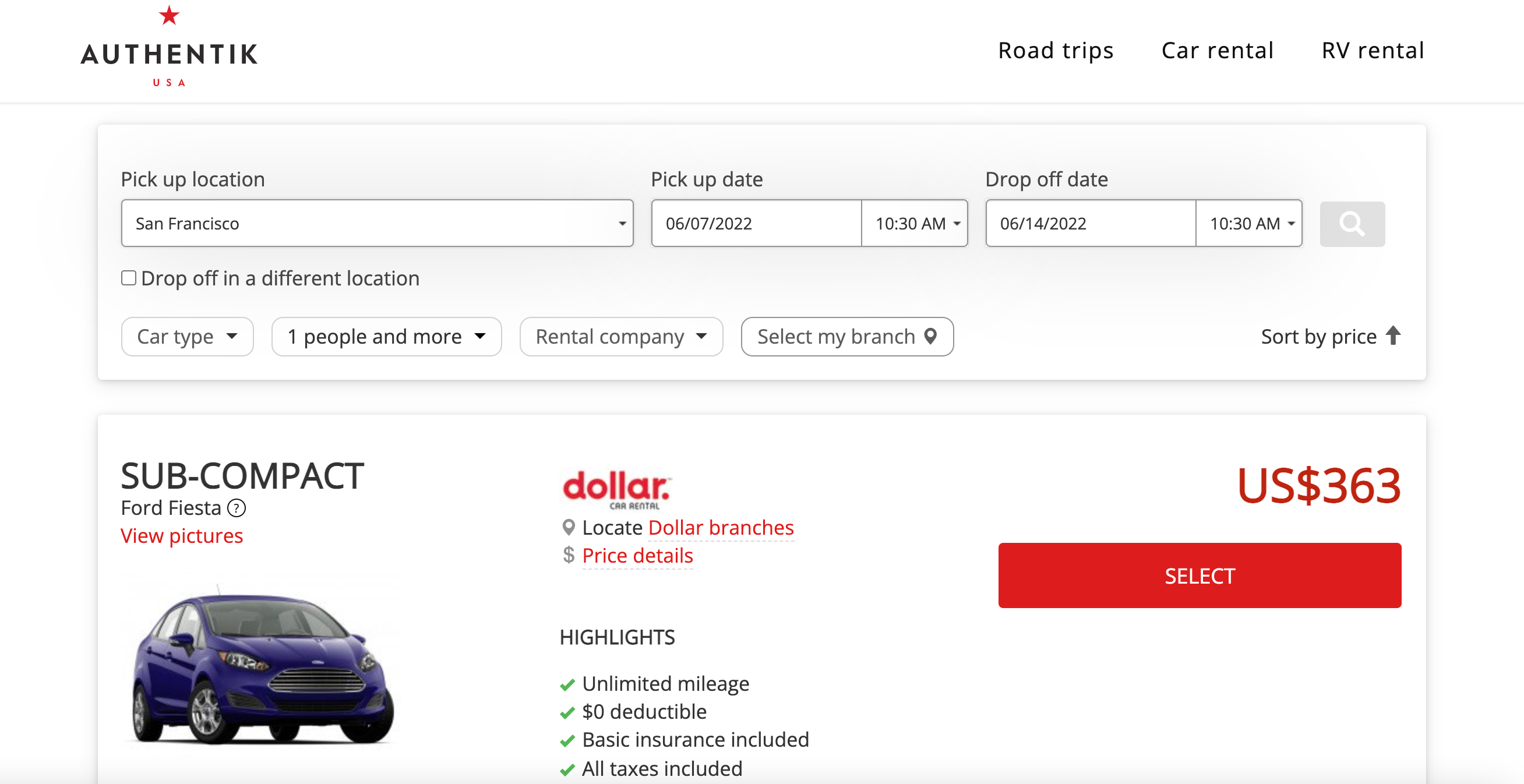 car rental usa california